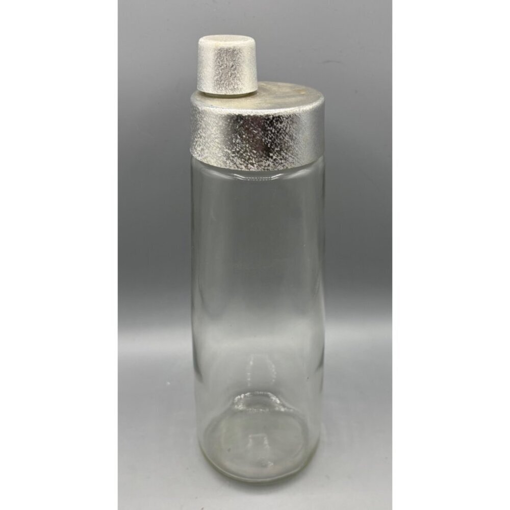 Vintage Anchor Clear Glass Silver Tone Lid Water Bottle Carafe‎